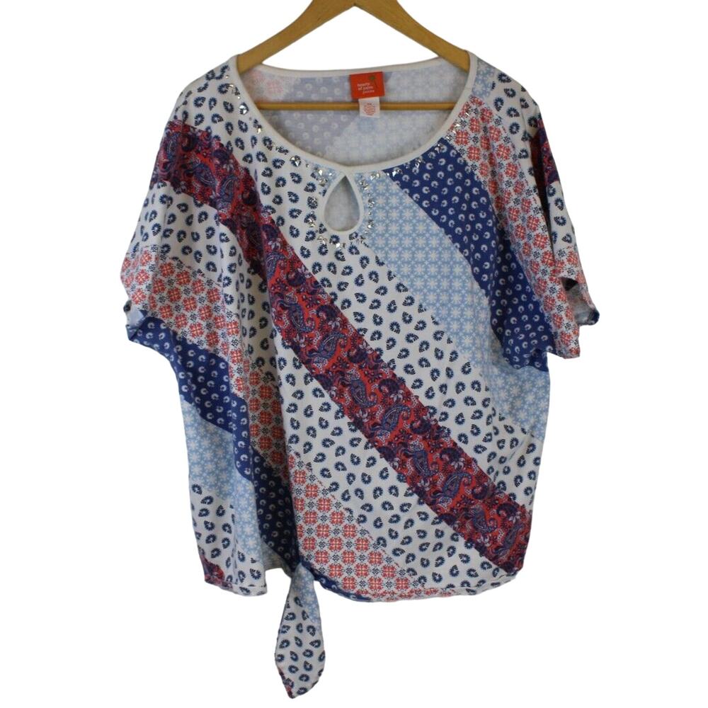 Hearts of Palm Plus Size 3XL Blouse Women's Striped with Pattern Basic Comfort